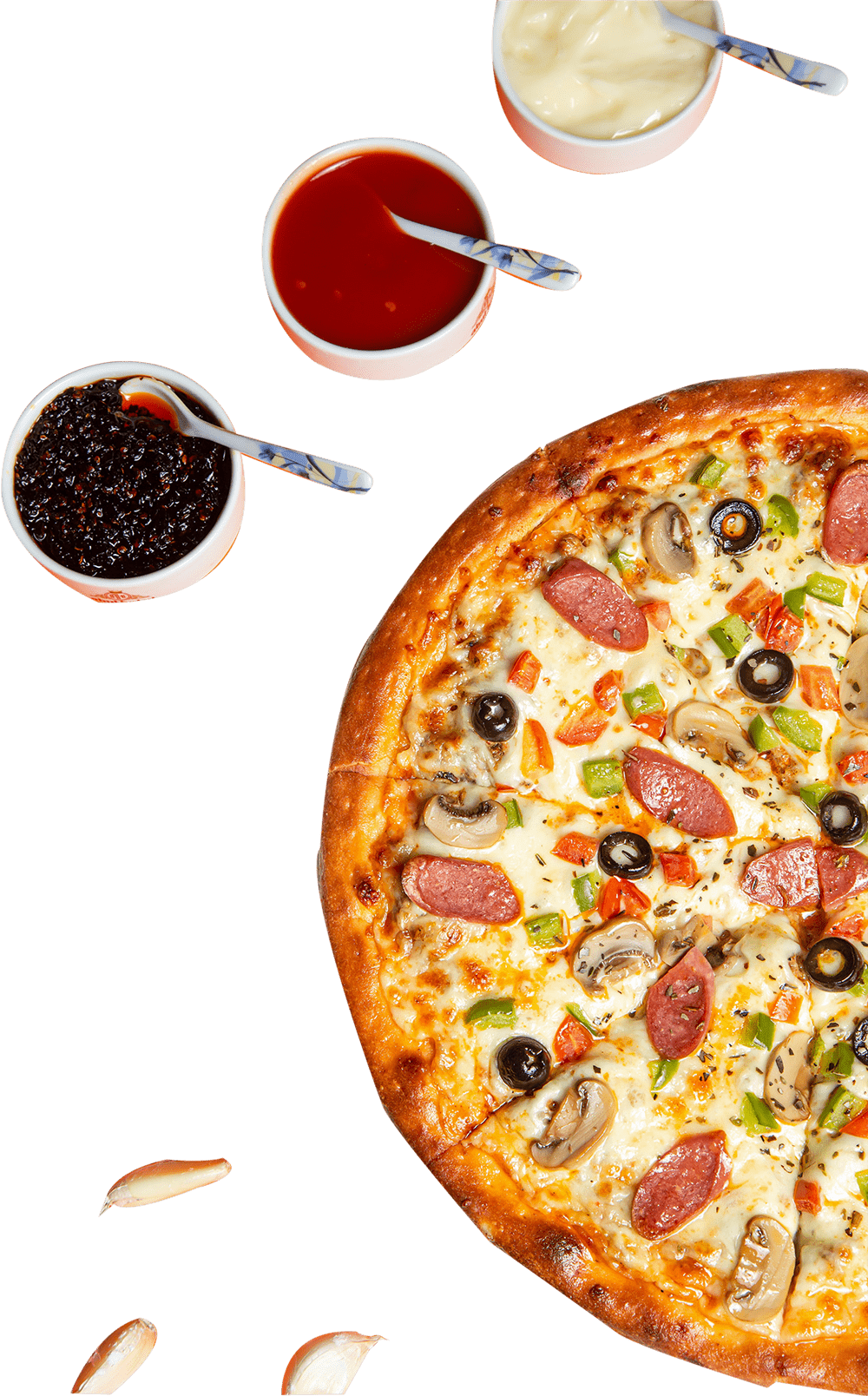 pizza, sauce and garlic image